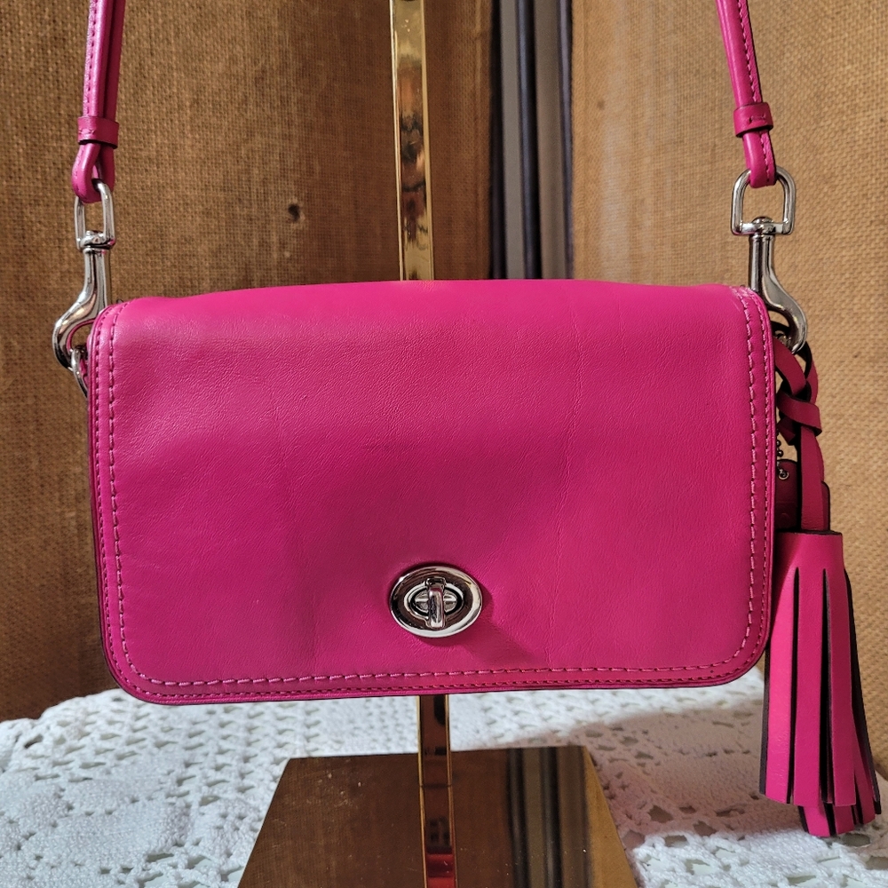 Coach Legacy 19914 Pink Leather Penny Crossbody Bag with Tassel and Handtag - Picture 2 of 13